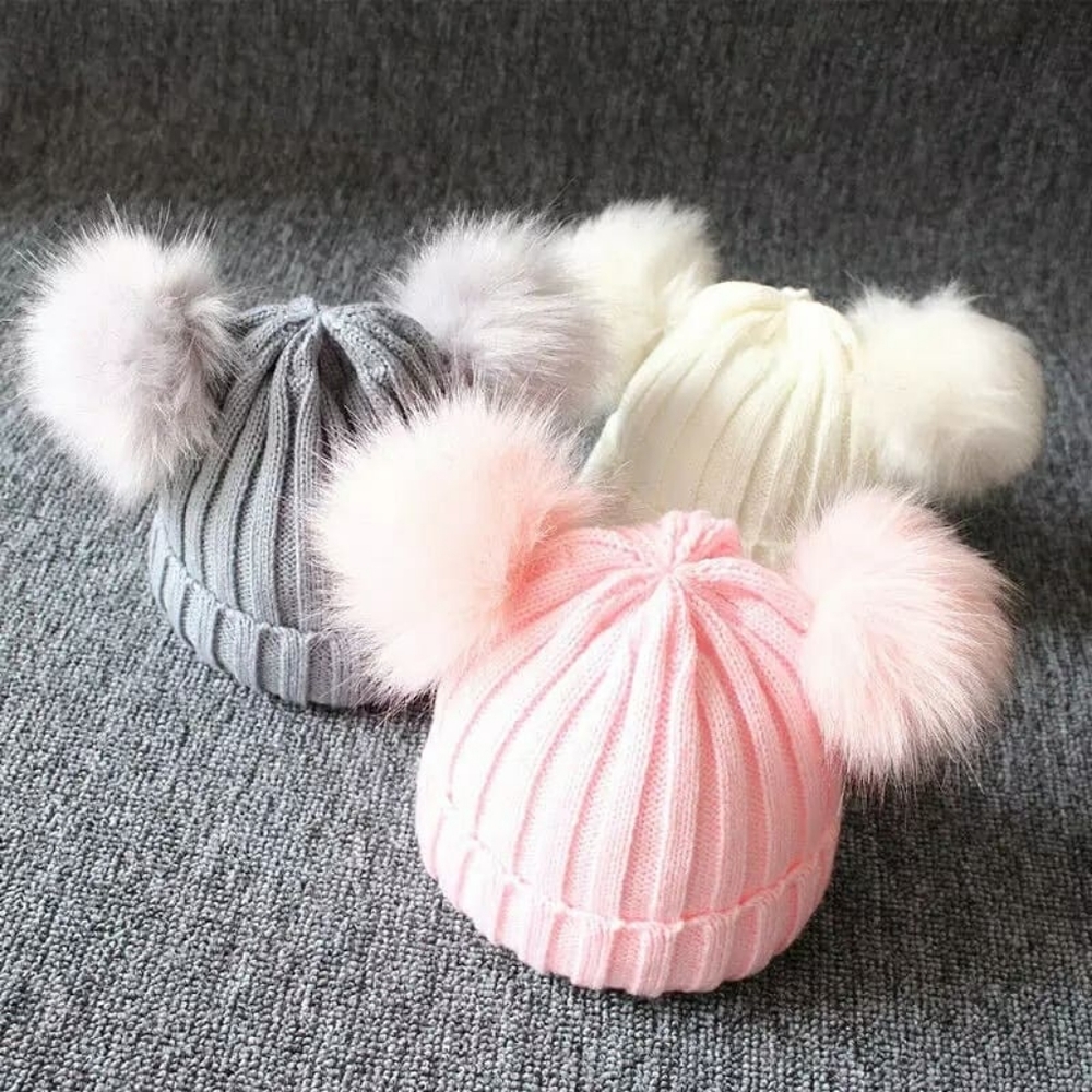 Baby pompom hats